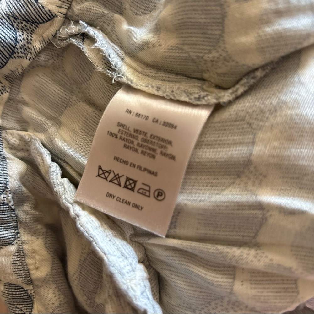 Anthropologie Elevenses Palazzo Flowy Wide Leg Pants Cream Blue Casual 12 - Picture 6 of 6